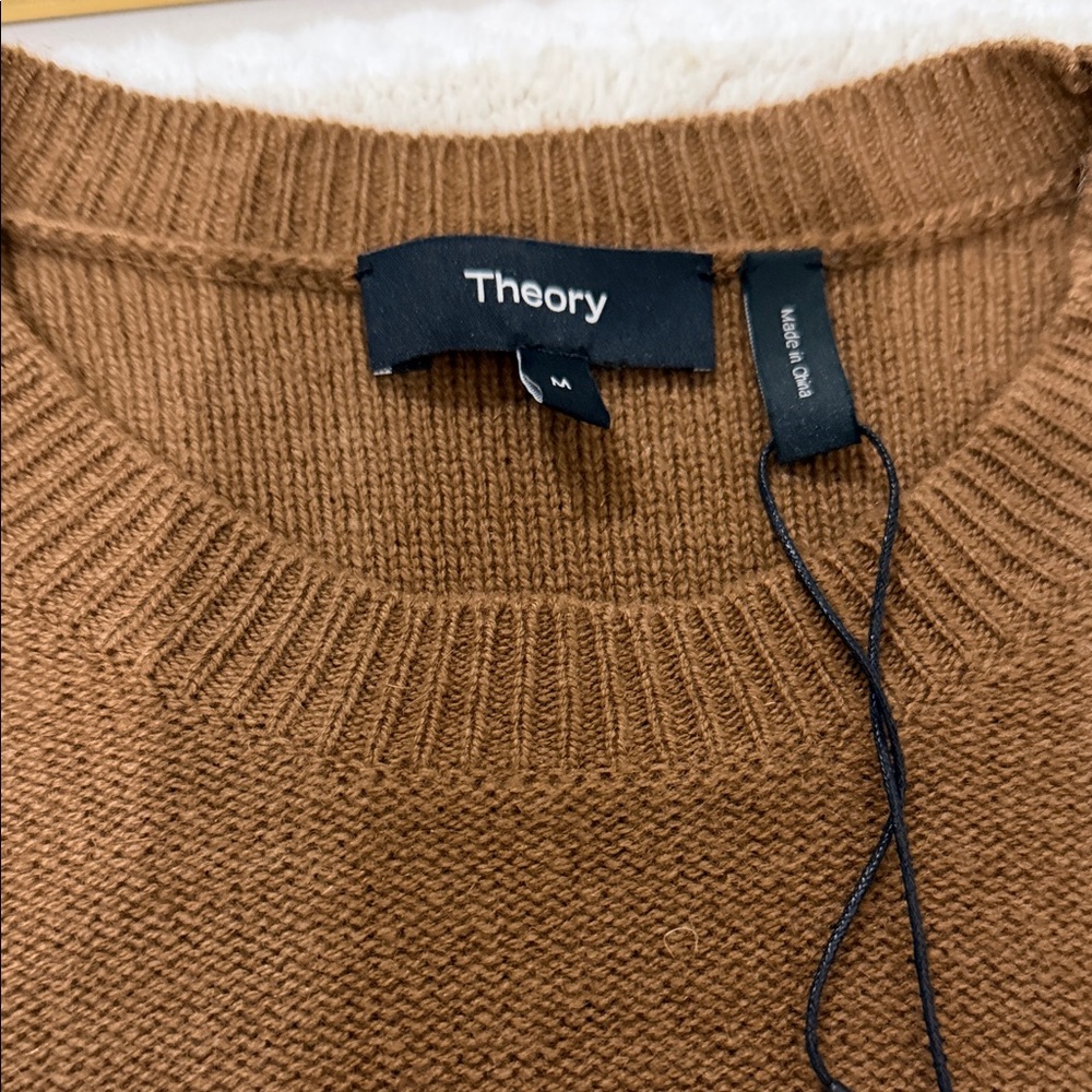 Theory Women's Brown, Cream, and Blue Crewneck Sweater - Picture 3 of 8